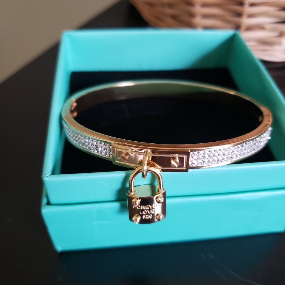 Gold Hanging Lock Bracelet (Brand New/Never Worn)